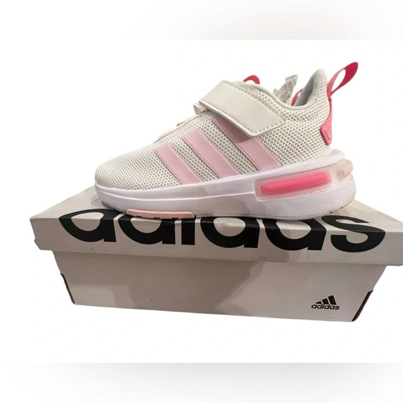 NWT Adidas Girls Racer TR23 Running Shoes in OffWhite/Bliss Pink size 13.5 youth - Picture 2 of 7